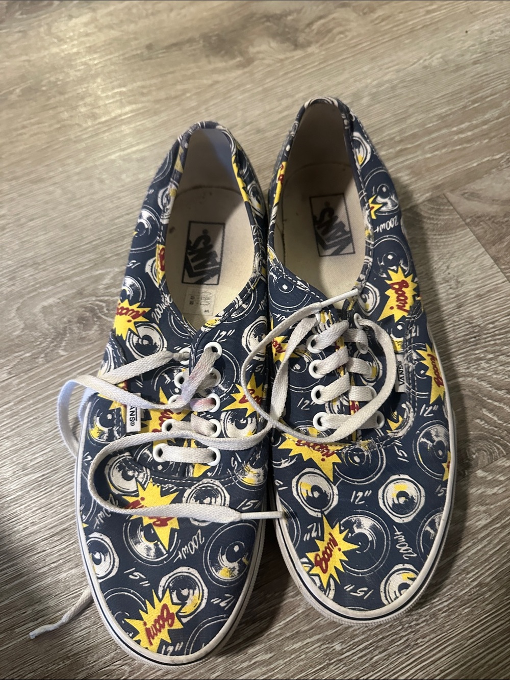 Vans Low Top Sneakers with Navy, Yellow & White Graphic Print